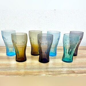 Original 1960 Coca-Cola 17 oz. Drinking glasses Sea Green/Blue/Purple/Amber